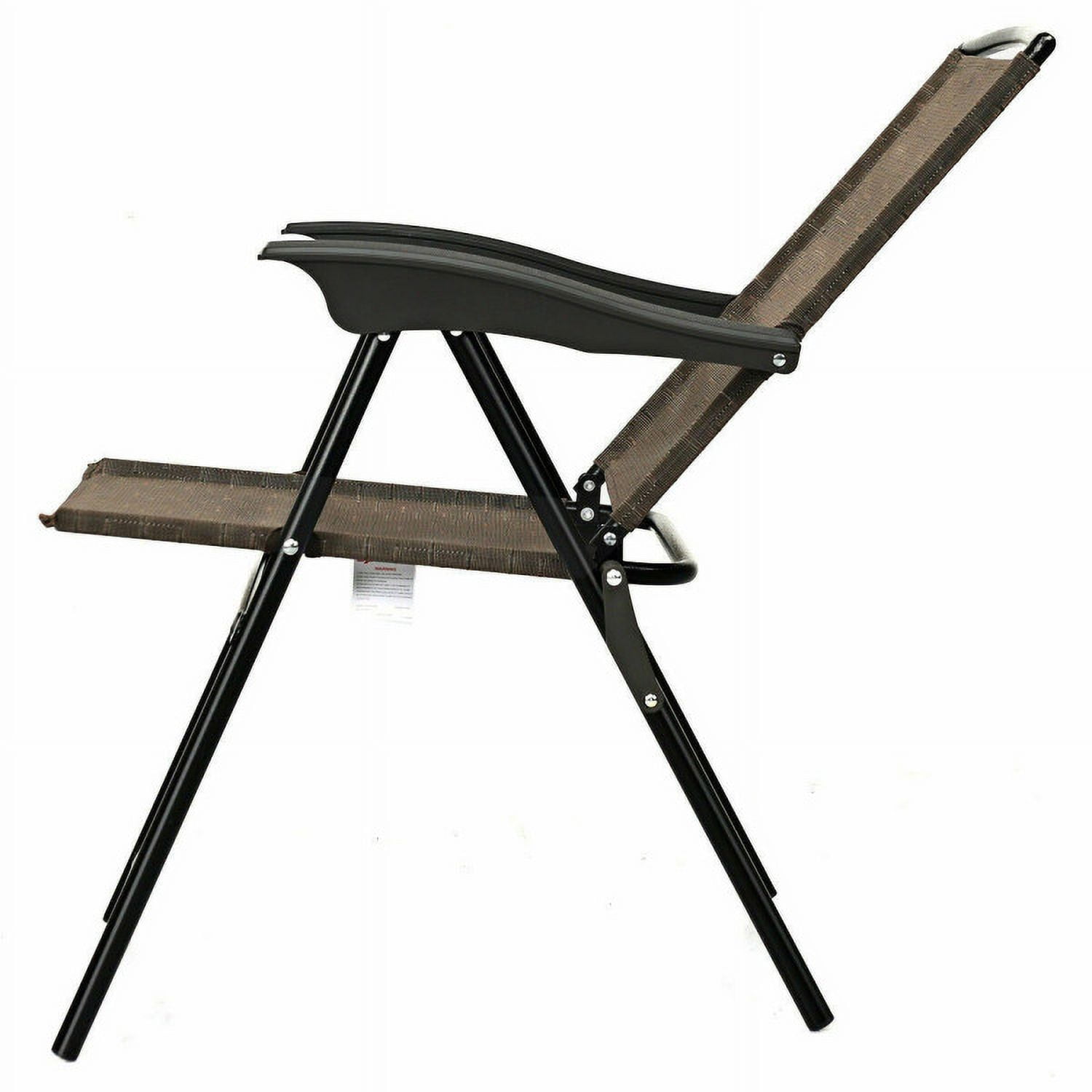 Aimee Lii 2 Pieces Folding Sling Chairs with Steel Armrests and Adjustable Back for Patio, Outdoor Patio Set
