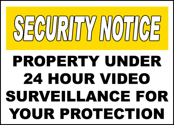 27x18 Classic Gold Premium Acrylic Sign 24 Hour Video Surveillance CGSignLab 5-Pack 
