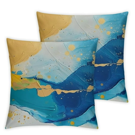 Ullo0ord Turquoise Marble Throw Pillow Covers Two-Sided Teal Gold Abstract Art Modern Decorative Pillows Case Outdoor Cushion Covers for Couch Sofa Bed Home Decor White 12x12in