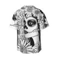thumbnail image 2 of Fotbe Floral Sugar Skull Portrait print Short Sleeve Button Down Shirts for Men Casual Summer Beach Wrinkle Free Shirt-4X-Large, 2 of 7