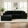thumbnail image 2 of Muumblus Modular Sectional Sofa, Oversized L-Shape Cloud Couch, Modern Corduroy Sleeper Couches for Living Room, No Assembly Required, Black (Left Facing Chaise), 2 of 11