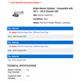 thumbnail image 2 of Brake Master Cylinder - Compatible with 2011 - 2014 Chrysler 200 2012 2013, 2 of 2