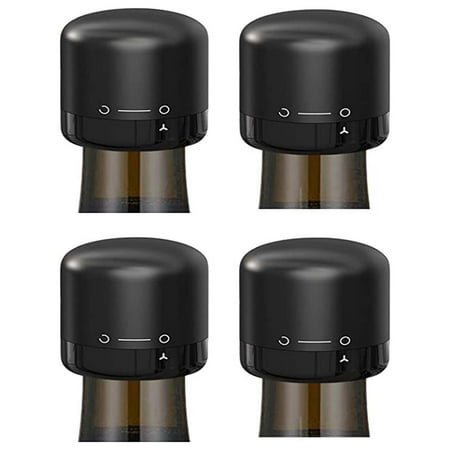 

4 Pack Wine Bottle Stopper Silicone Sealed Twist Top Wine Sealer for Wine Bottles Small Wine Toppers Stopper for Easy Storage Black