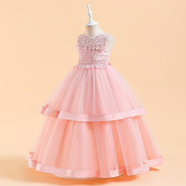 AINIYS Girls Multi-Layered Ruffled Tulle Dress With Crew Neck And Hidden  Back Zipper Flowy Skirt For Dance Recital And Holiday Gathering Pink 8  Years - Walmart.com