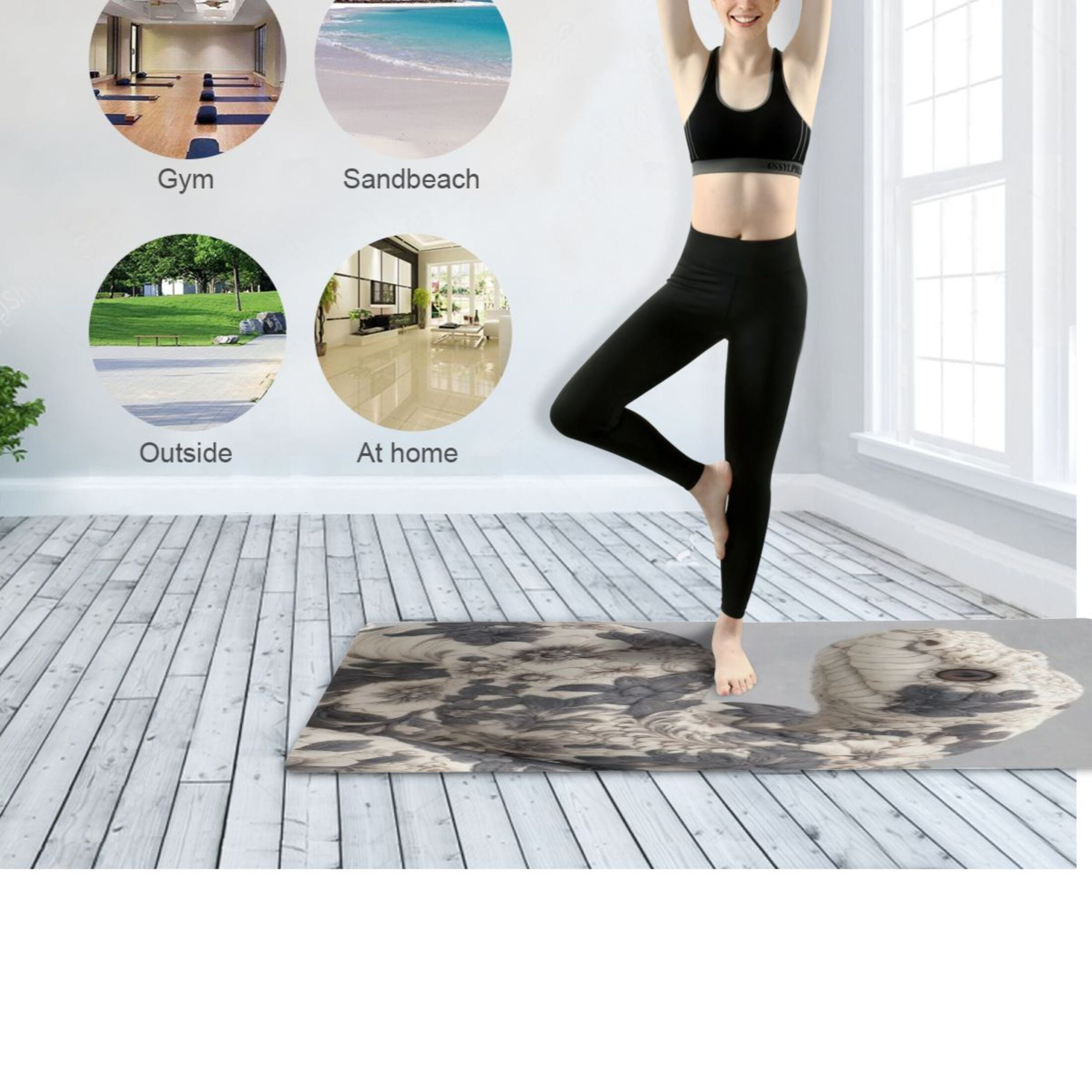 BZSMCE Yoga Mat Women Fitness Mat Floral Snake Pattern
