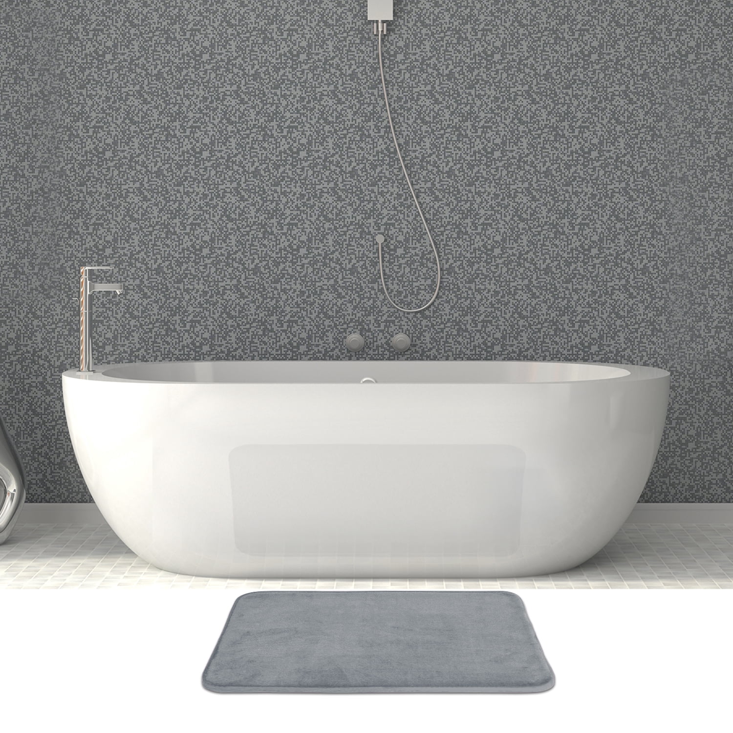 AOACreations Memory Foam Bath Rug, Bathroom Mat Set of 3 Pcs, Gray