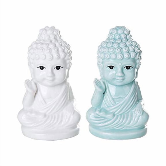 Buddha Sitting on Lotus Position Salt Pepper Shaker Set Kitchen Decor Ceramic