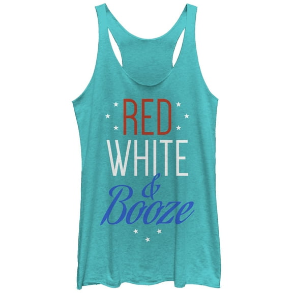 Women's CHIN UP 4th of July and Booze  Racerback Tank Top Tahiti Blue Large