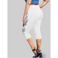 thumbnail image 3 of Rosegal for Women Leisure Plus Size&Curve Butterfly Print Capri Leggings White 4XL, 3 of 6
