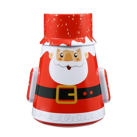 

HEMOTON Christmas Theme Tumbler Iron Box Candy Tin Biscuit Box Storage Box Desktop Decor