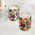 thumbnail image 2 of Yayeee 4 Pack Qtip Holder Bathroom Cotton Swab Canister with Lid Clear Dispenser Set, Purple Triangles, 2 of 6