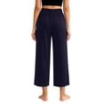 thumbnail image 4 of Posijego Women's Pajama Capri Pants High Waisted Elastic Wide Leg Capris Pants Pjs Bottoms Lounge Pants with Pockets, 4 of 9