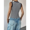 thumbnail image 2 of Women'S Stripe Ribbed Knit Tank Tops Summer Casual Slim Fit Sleeveless Tops for Daily Wear Navy Blue S, 2 of 8