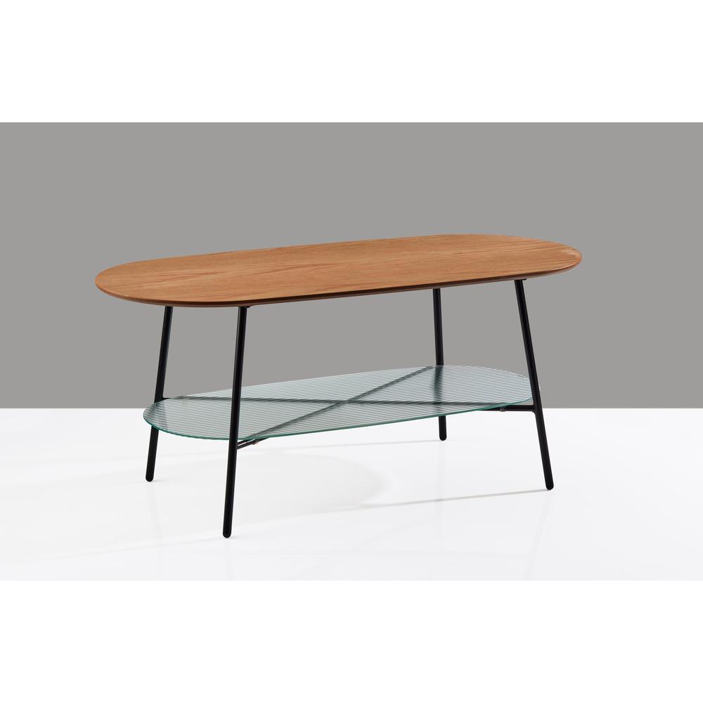 Adesso, Diane Coffee Table, Natural Wood & Black, MDF