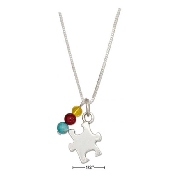 Sterling Silver 18 in. Puzzle Piece Autism Awareness Pendant Necklace ...