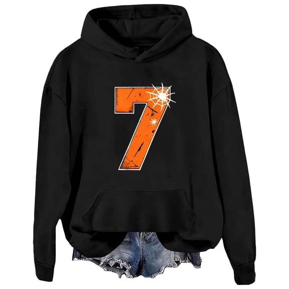 Guluxicc Women's Hoodies Printing Pockets Long Sleeved Tunic Tops Hooded Trendy Sweatshirt