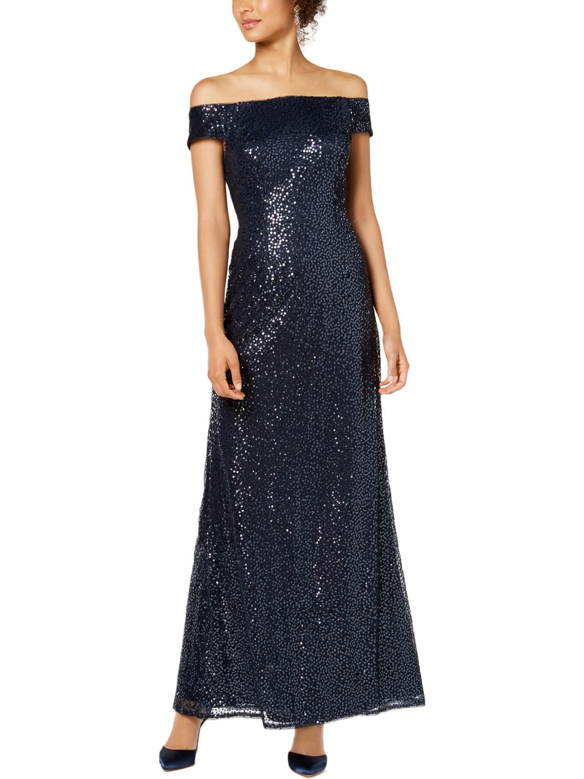 Adrianna Papell Womens Sequined Off-The ...