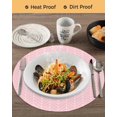 thumbnail image 3 of 15 Inch Round Placemats Set of 4, Pink Geometric Non Slip Heat Insulation PP Table Mats, Modern Minimalism Solid Color Striped Washable Place Mats for Kitchen Dining Party Table Decor, 3 of 7
