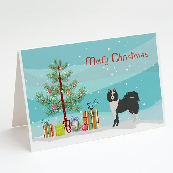 Caroline's Treasures Black and White Elo dog Christmas Greeting Cards with Envelopes, 5" x 7" (8 Count)