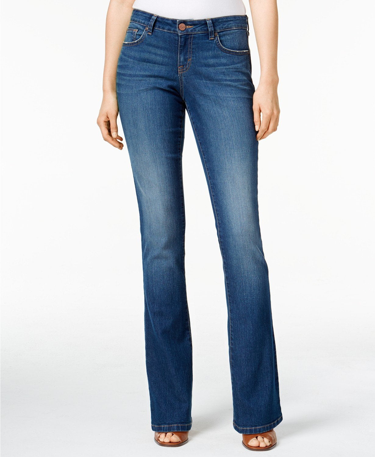 Liberty Wash Low Rise Flare Leg Stretch Denim Jeans Women's 14S Short Style&co 