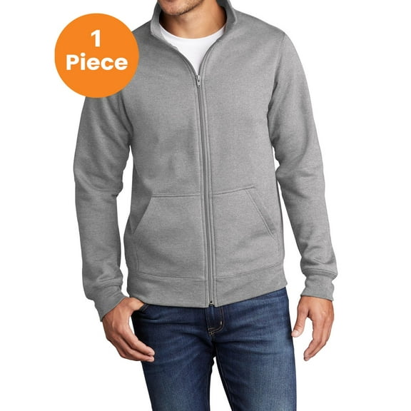 Port & Company PC78FZ Core Fleece Cadet Full-Zip Sweatshirt, Athletic Heather, 3XL, Big and Tall Hoodies and Sweatshirts