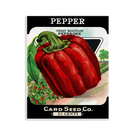 Stupell Industries Vintage Gardening Pepper Food & Beverage Painting Unframed Art Print Wall Art, 11 x 14