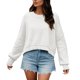 thumbnail image 1 of Gibobby Suéter mujer, Suéter de cuello redondo algodón para mujer(Blanco,CH), 1 of 5