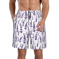 thumbnail image 2 of Uemuo Lavender Flowers Pattern Men's Swim Trunks Hawaiian Beach Bathing Suit Swimsuits Beach Quick-Dry Shorts with Pockets-Large, 2 of 9