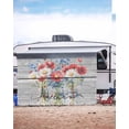 thumbnail image 5 of 4th of July RV Awning Sun Shade Screen 9'X15.3' America Patriotic Flower Mesh Sunscreen Wood Grain Awning Shade Screen with Zipper UV Blocker Completed Kits for RV Motorhome Camper Trailer, 5 of 7