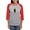 Heather/Red, variant on - Psi Upsilon Owl Long Sleeve T Shirt - Womens Baseball Tee
