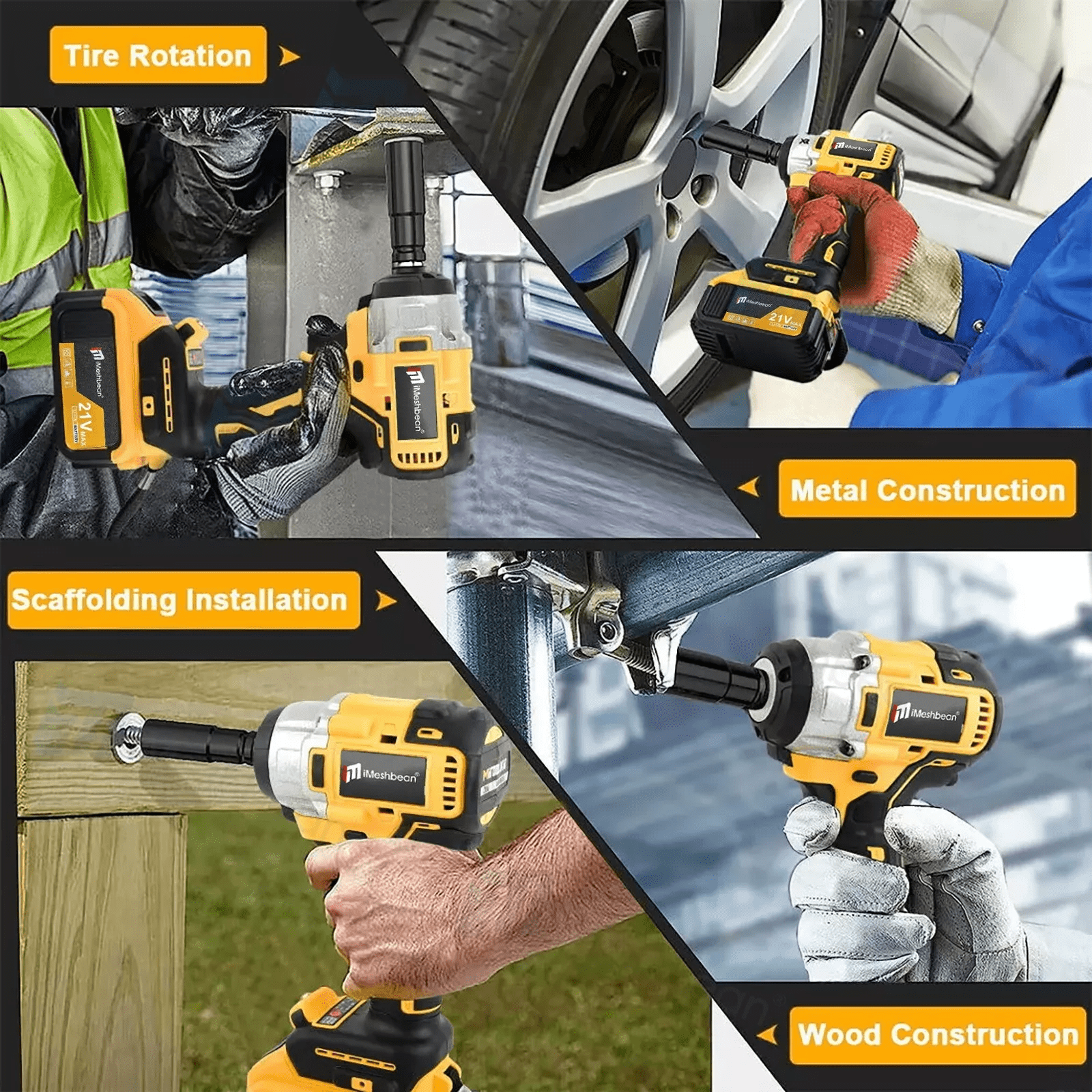 iMeshbean 21V 800N.m Cordless 1/2 in. Impact Wrench Kit with 5.5 Ah Battery & Charger
