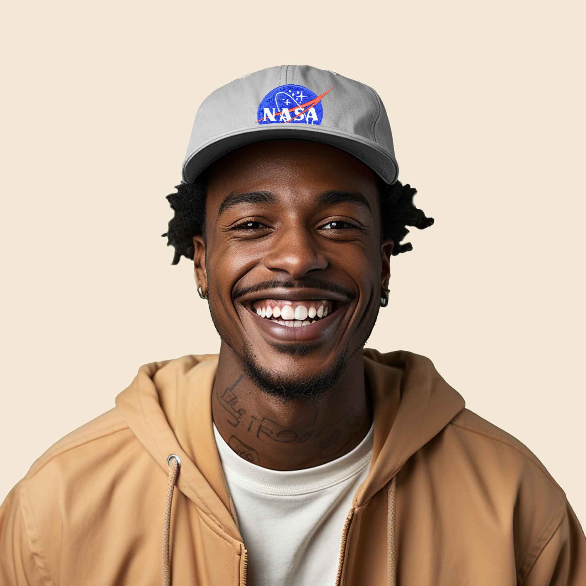 Dalix NASA Embroidered Mens Womens Cotton Dad Hat Baseball Cap Adjustable in Gray