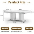 thumbnail image 2 of 47" Rectangular Coffee Table, Modern Faux Marble Center Table, Silver Mirror Double-Pillar Stainless Steel Base for Living Room, Home Office, 2 of 6