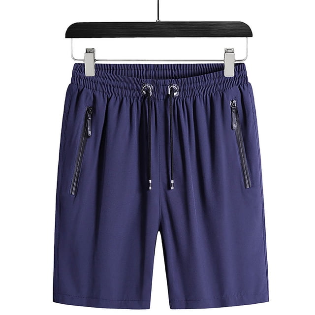 AherBiu Plus Size Shorts Men Drawstring Stretch Waist Relaxed Fitted Shorts with Zipper Pockets Outdoor Beach Athletic Shorts