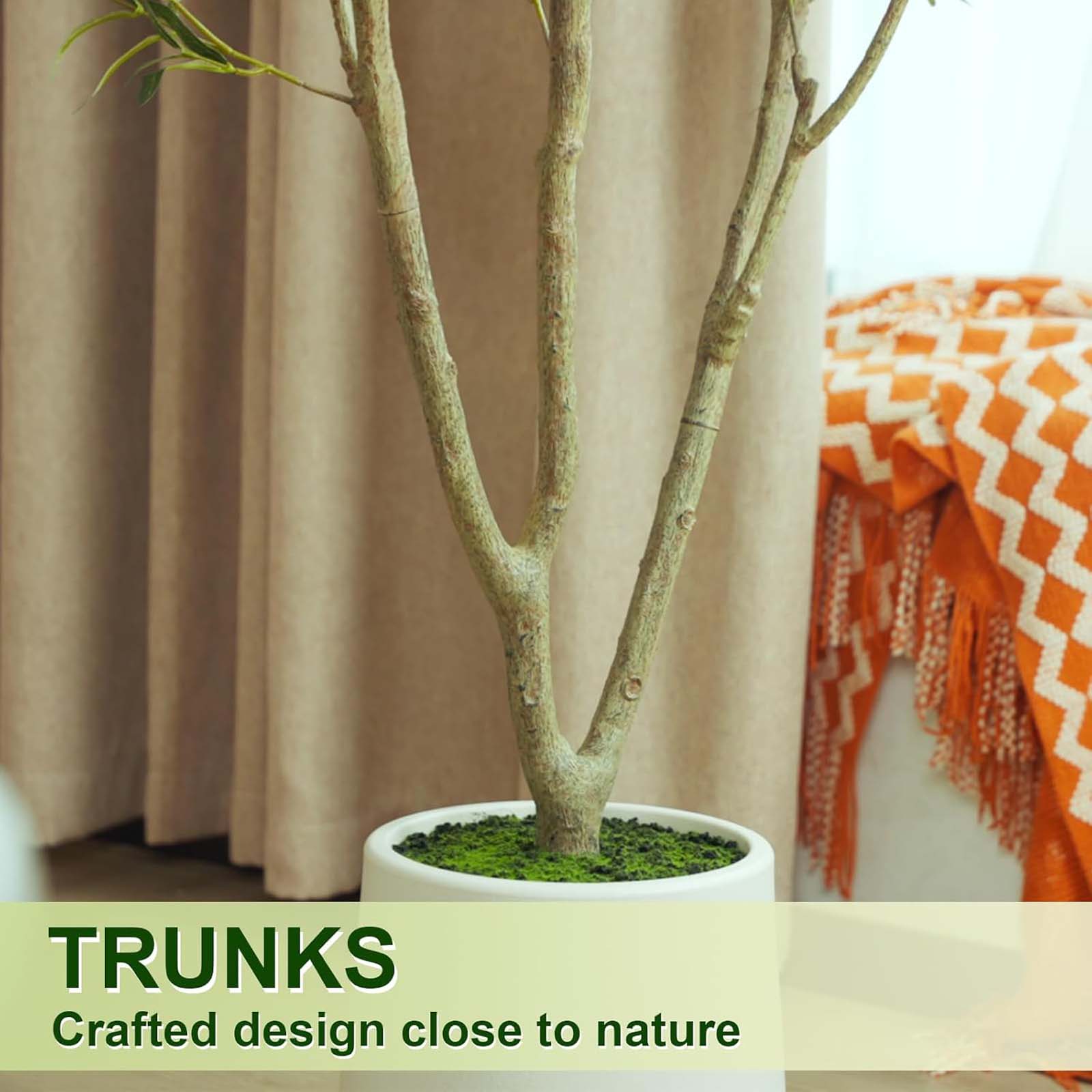 VIVATREES 6FT Artificial Olive Tree Faux Olive Plant Realistic Leaves Silk Tree with White Pot Planter Lifelike Green Leaves & Olive Fruits for Home Office Decor, Interior Outdoor Decoration