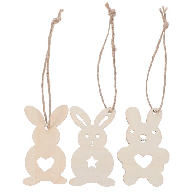 30 piezas de conejos de Pascua recortados en madera, etiquetas colgantes de conejo de madera sin terminar, adornos colgantes de madera de Pascua para decoraciones festivas de Pascua