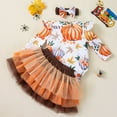 thumbnail image 7 of CAUYDY Baby Girl Halloween Outfits 1st Letter Romper+Tutu Bloomer Shorts+Headband First Holiday Baby Outfits(Orange,6-9 M), 7 of 7