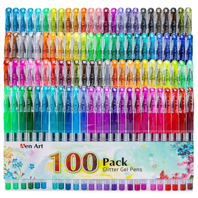 Juego de bolígrafos de gel con purpurina Aen Art, 100 colores, para colorear para adultos