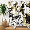 thumbnail image 6 of Black Marble Shower Curtain Abstract Gold Foil Shower Curtains Striped Marble Texture Shower Curtain Sets Elegant Granite Luxury Modern Bathroom Curtain 72x72 in with 12 Hooks, 6 of 6