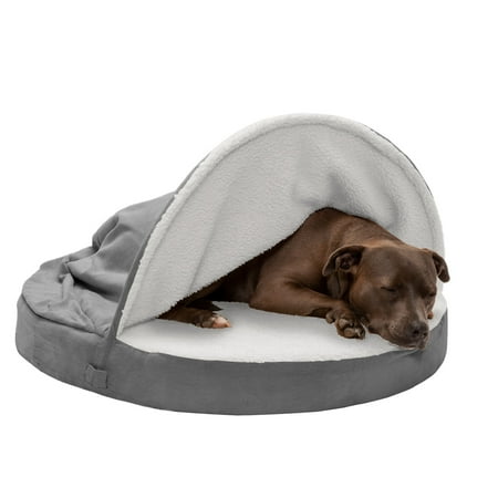 UPC: 0842229117042 | FurHaven Pet Products | Cooling Gel Faux Sheepskin Snuggery Pet Bed for Dogs & Cats – Gray 35