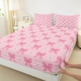 thumbnail image 3 of Homewish Kawaii Pink Bow Full Size Sheets for Teens, Dreamy Cherry Blossoms Bed Sheets, Fairy Tale Princess Sheet Sets, Luxury Bedroom Decor, 4pcs, 3 of 7