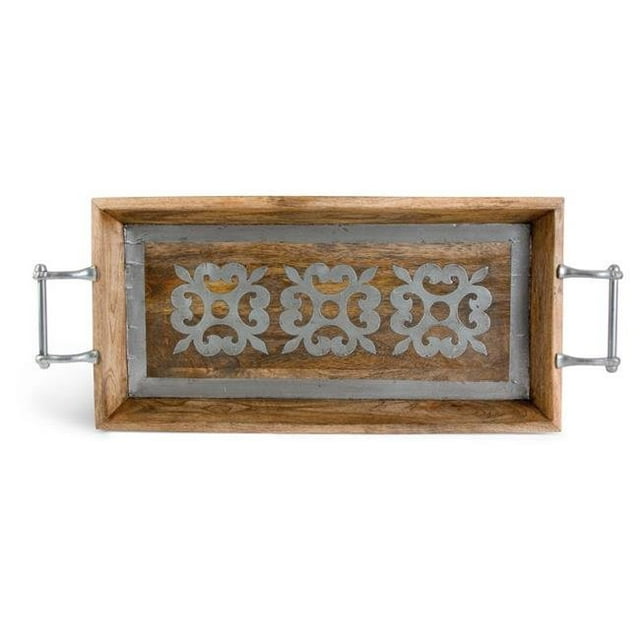 Collection 92762 GG 30 in. Incrusté de Métal Collection Plateau en Bois