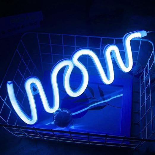 Huiyi Neon Sign, Wow Led Neon Light Wall Light Led Wall Decor,USB Powered Wow Neon Lights Decor Birthday Party Living Room Wedding Party Decor