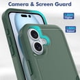 thumbnail image 4 of Decase Heavy-Duty Rugged Case for iPhone 16,Dual Layer Military Grade Drop Protection Anti-Fingerprint Anti-Scratch Hard Back Cover Silicone Bumper Shockproof Protective Case for iPhone 16,Darkgreen, 4 of 5