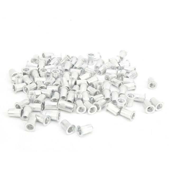 Riveting Nuts Flat Head Riveting Nuts Aluminum Galvanized 100Pcs Pull Riveting Nuts Aluminum Flat Head Vertical Hardware Accessories Wj-30045