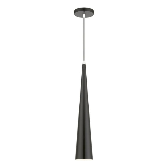 49631-68 Livex Lighting Andes - 1 Light Tall Pendant In Urban Style-30.5 Inches Tall and 5 Inches Wide-Shiny Black/Polished Chrome Finish