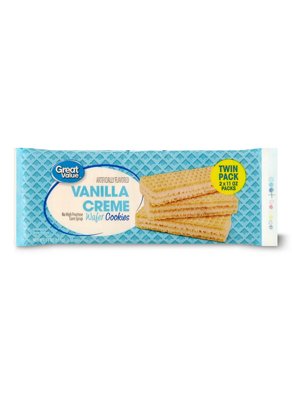 Great Value Vanilla Creme Wafer Cookies Twin Pack, 11 oz, 2 Count