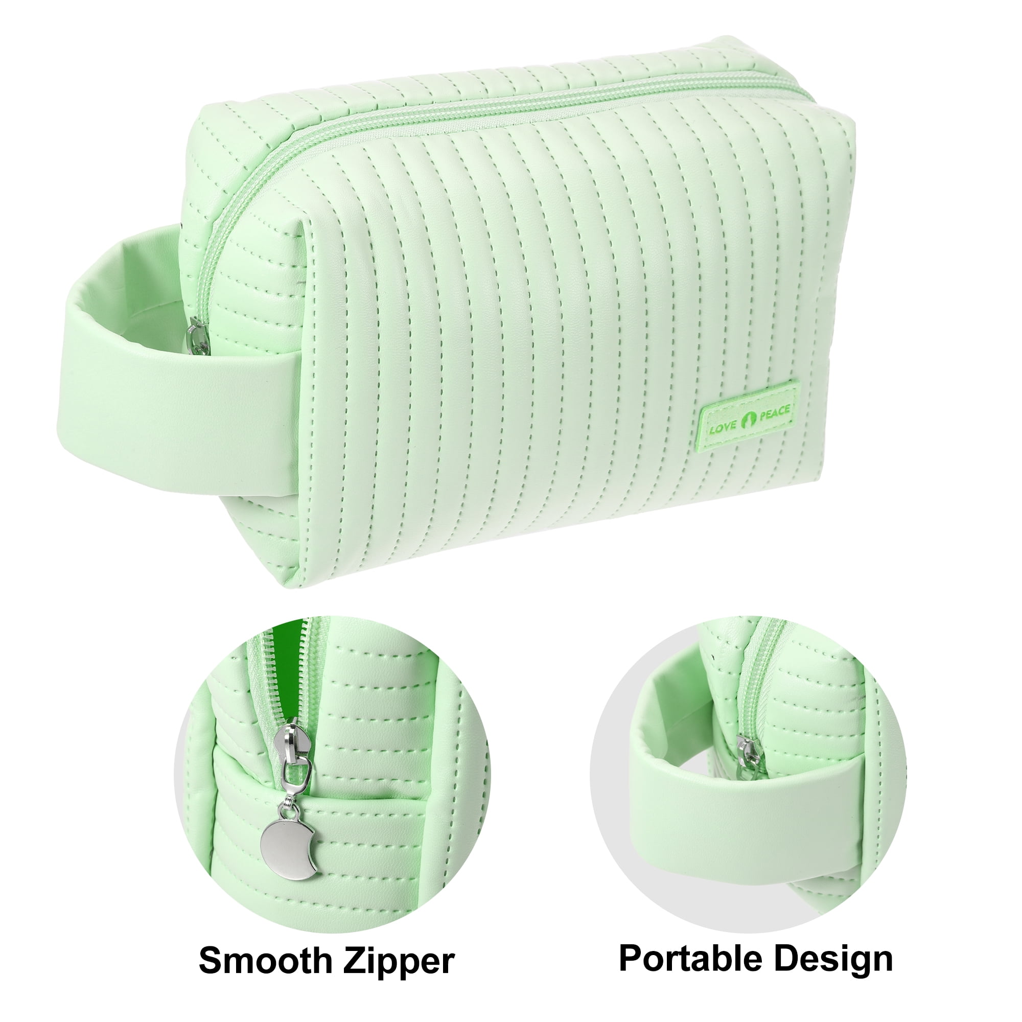 Unique Bargains Floral Makeup Bag Zipper Flower Cosmetic Pouch Green