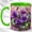 Green, variant on Purple Pansy Coffee Mug, Stained Glass Flower Mug, Ceramic 11 oz