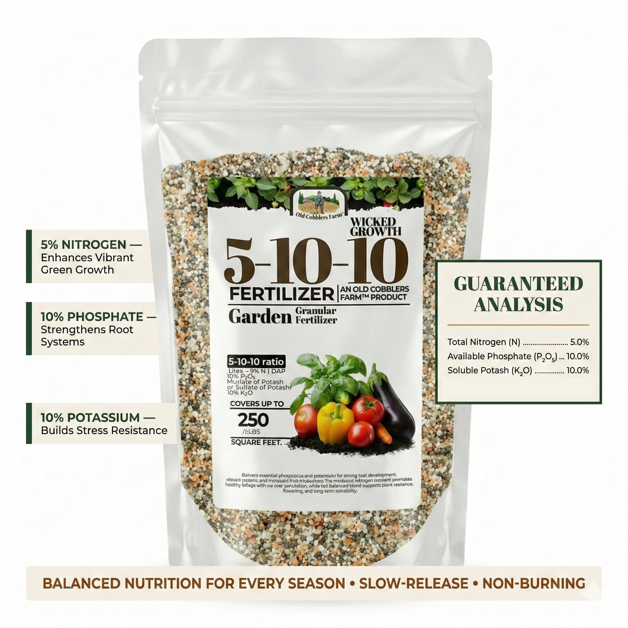 Old Cobblers Farm™ Wicked Growth 5-10-10 Fertilizer - Multi-Use Fertilizer, 20lbs
